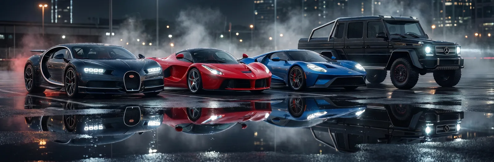 Автопарк Dragon Family: Bugatti Chiron, LaFerrari, Ford GT, G63 6×6